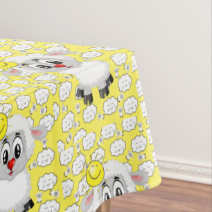 Tablecloth Yellow White Sheep Clouds Sun