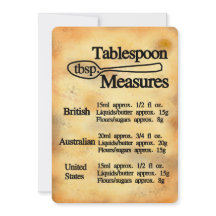 Tablespoon baking measures conversion Flat Card