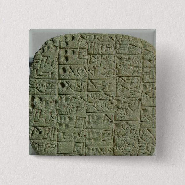 Tablet with cuneiform script 2 inch square button (Front)