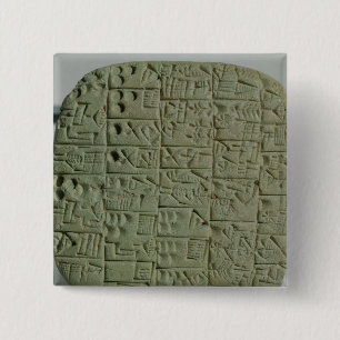 Tablet with cuneiform script 2 inch square button
