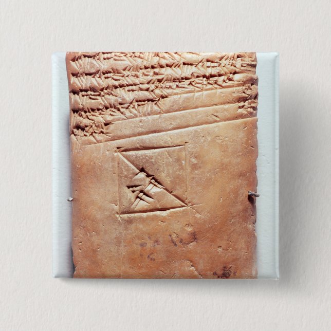 Tablet with cuneiform script, c.1830-1530 BC 2 Inch Square Button (Front)