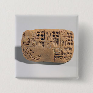 Tablet with pictographic inscription, Protoliterat 2 Inch Square Button