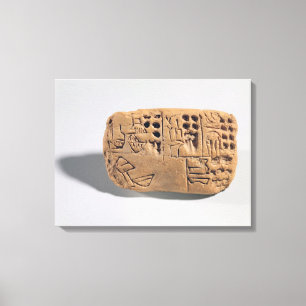 Tablet with pictographic inscription, Protoliterat Canvas Print