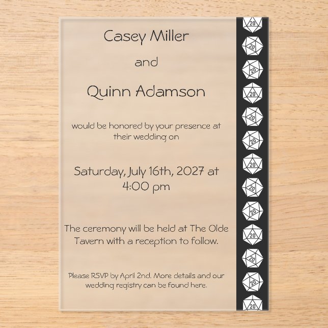 Tabletop Chic in Black Acrylic Wedding  Invitations (Front)