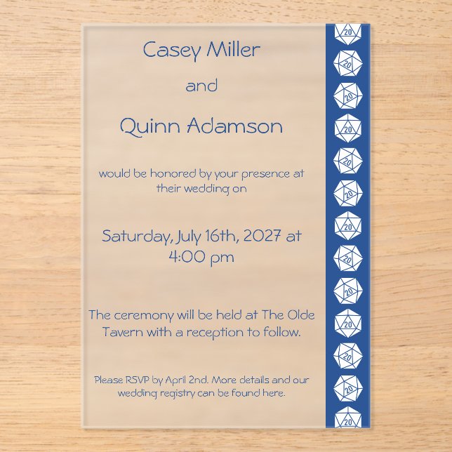 Tabletop Chic in Blue Acrylic Wedding  Invitations (Front)