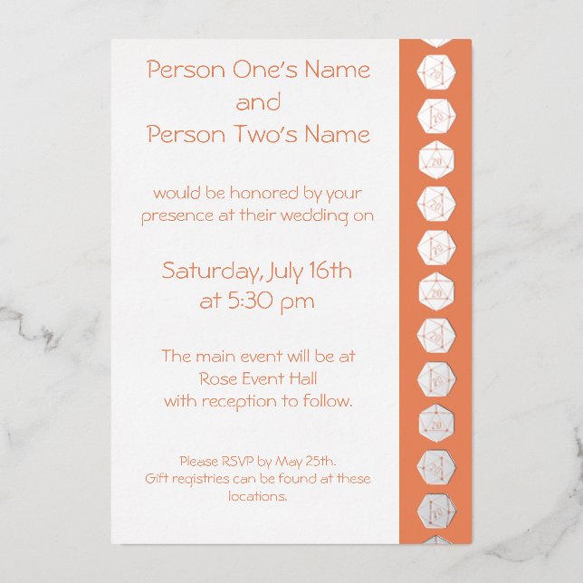 Tabletop Chic in Coral Foil Invitation (Front)