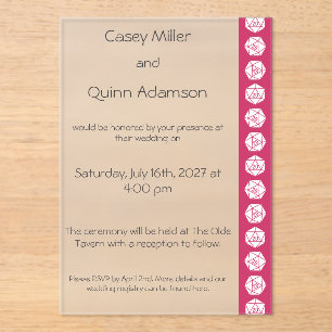 Tabletop Chic in Raspberry Acrylic Wedding  Invitations