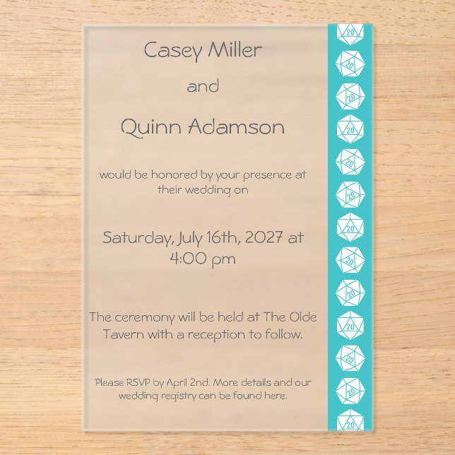 Tabletop Chic in Turquoise Acrylic Wedding  Invitations (Front)