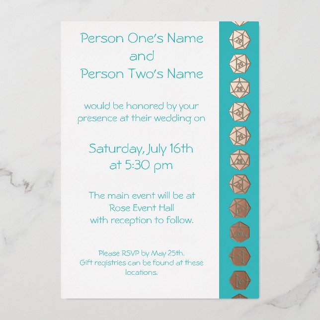 Tabletop Chic in Turquoise Foil Invitation (Front)