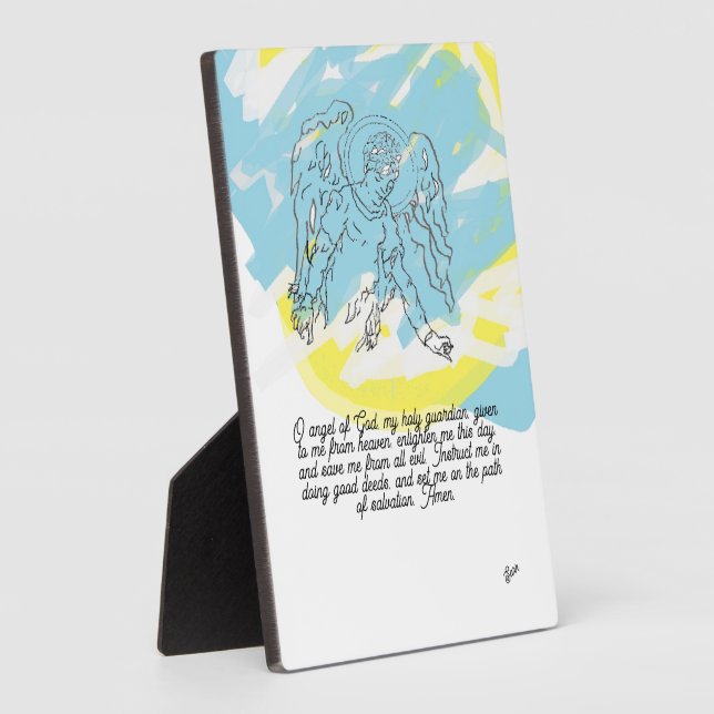 Tabletop Easel w/Canvas : Guardian Angel Plaque (Side)