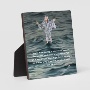 Tabletop  Easel With Canvas :Jesus Walks On Water Plaque