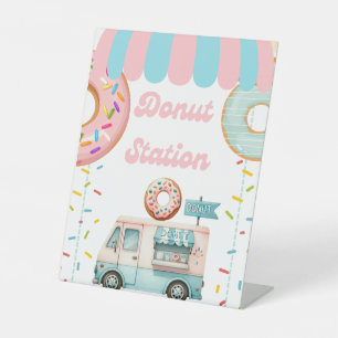Tabletop Food Signage Doughnut Station Pedestal Sign