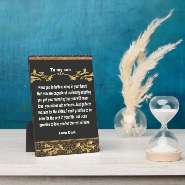 Tabletop Plaque, gift to my son, quotes on Plaque (Side)
