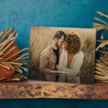 Tabletop Plaque with Easel<br><div class="desc">A simple rustic couple newlyweds photo with wedding date.Customize with your own favourite photo.</div>
