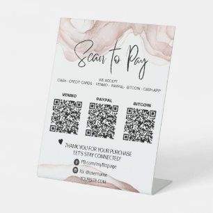 *~* Tabletop QR PAYMENT Table Tent . Pedestal Sign