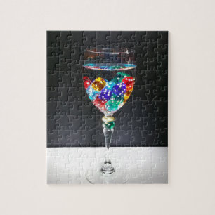 Tabletop RPG   Colorful Role Play D6 Dice in Glass Jigsaw Puzzle