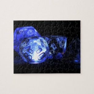 Tabletop RPG   PNP Role Player Blue Glowing Dice Jigsaw Puzzle