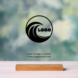 Tabletop Signs Acrylic Business Wood Block Stand