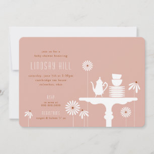 Tabletop Tea Floral Baby Shower Invitation