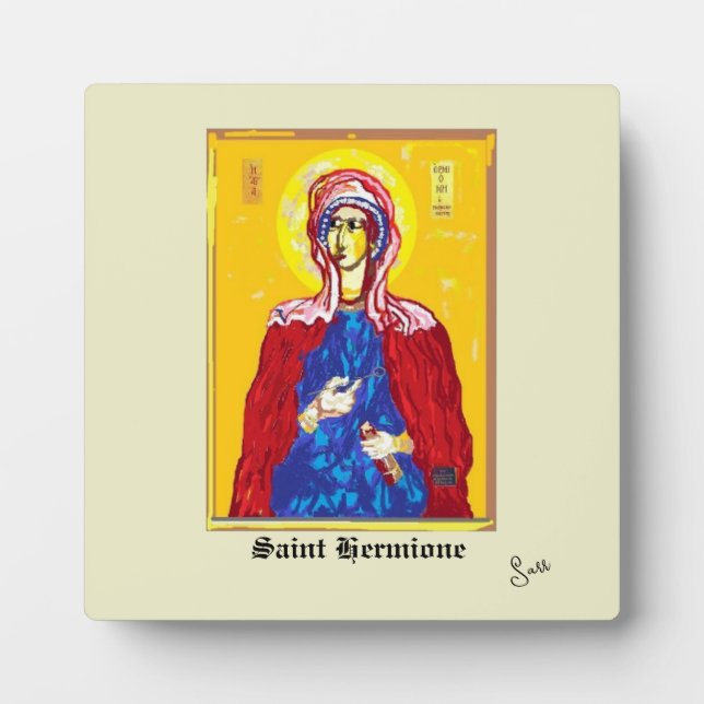 Tabletop W/Canvas : Saint Hermione  Plaque (Front)