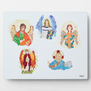 Tabletop  with Easel : Archangels / Christ Plaque