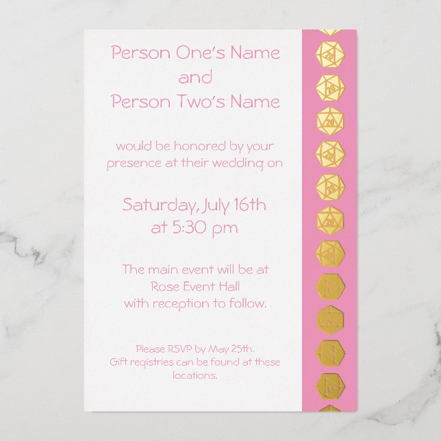 Tablette Chic dans Petal Pink Foil Invitation (Recto)