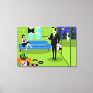 Tablette urbaine rétro Couple toile étirée