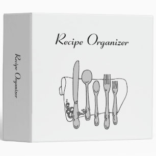 Tableware Black White Custom Recipe Binder