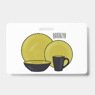Tableware set cartoon illustration badge