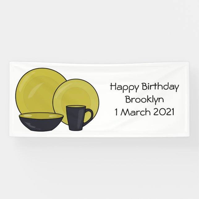 Tableware set cartoon illustration banner (Horizontal)