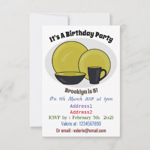 Tableware set cartoon illustration invitation