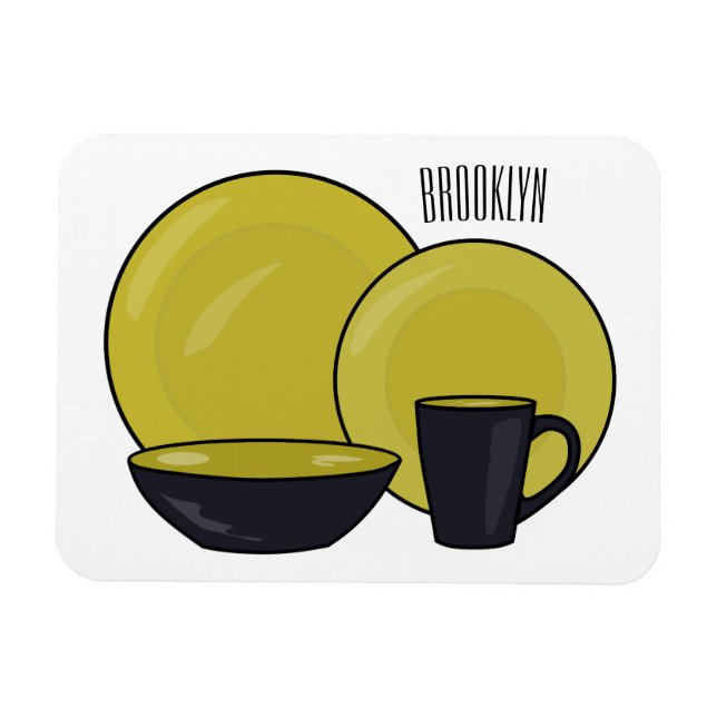 Tableware set cartoon illustration  magnet (Horizontal)