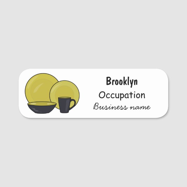 Tableware set cartoon illustration name tag (Front)