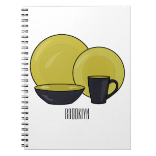 Tableware set cartoon illustration  notebook