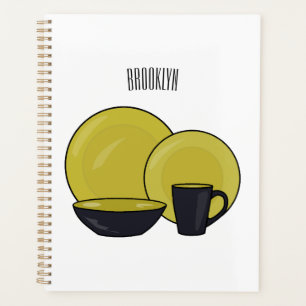 Tableware set cartoon illustration planner