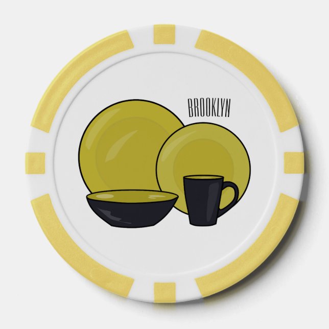 Tableware set cartoon illustration  poker chips (Front)