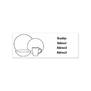 Tableware set cartoon illustration rubber stamp