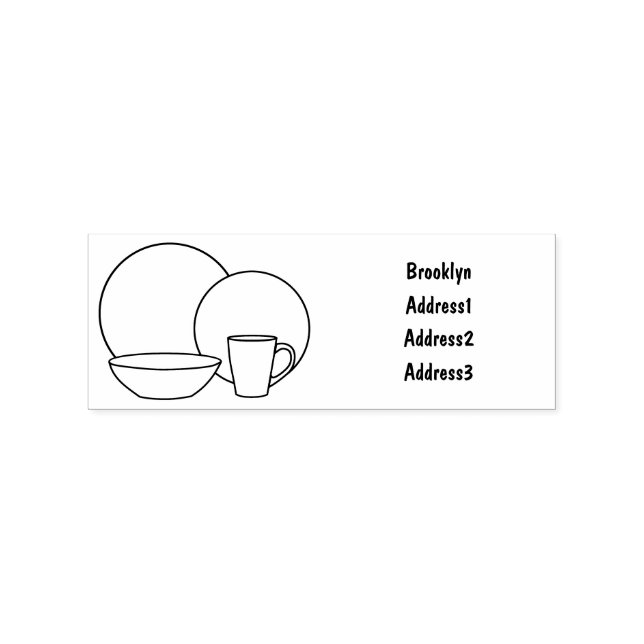 Tableware set cartoon illustration rubber stamp (Imprint)