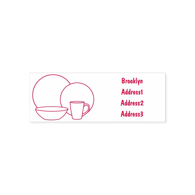 Tableware set cartoon illustration self-inking stamp (Design)