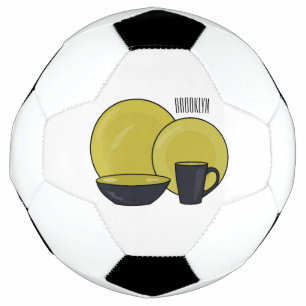 Tableware set cartoon illustration soccer ball