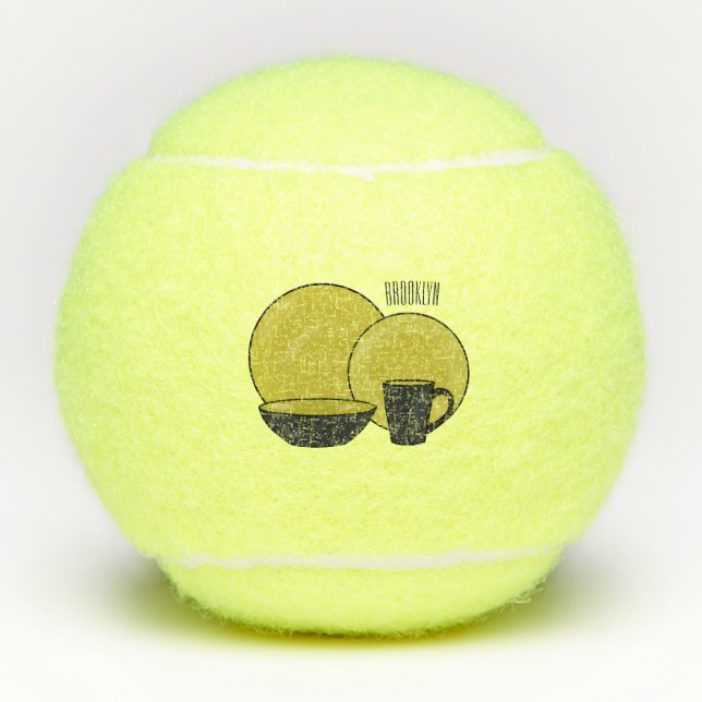 Tableware set cartoon illustration  tennis balls (Front)