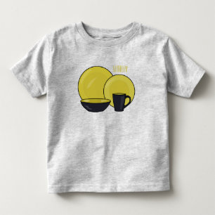 Tableware set cartoon illustration toddler t-shirt