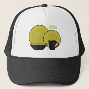 Tableware set cartoon illustration trucker hat