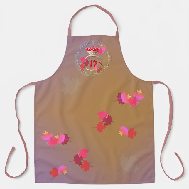 Tablier 17e anniversaire du Mariage Carnelian et Feuilles  (Recto)