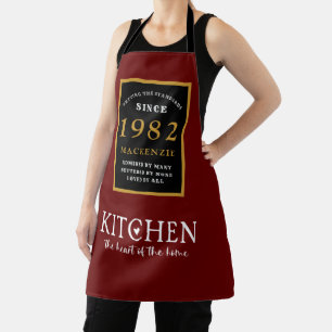 Tablier 40e anniversaire 1982 Nom Elégant Black Gold Red