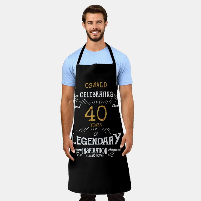 Tablier 40e anniversaire Black Gold Legendary Funny (Porté)