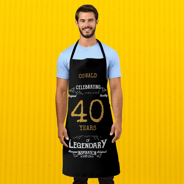 Tablier 40e anniversaire Black Gold Legendary Funny (40th Birthday Black Gold Legendary Funny Apron
)
