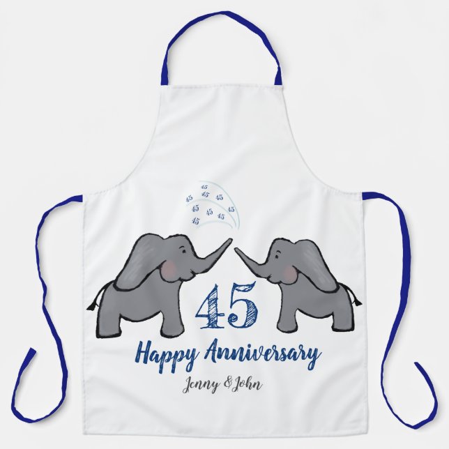 Tablier 45e saphir mariage anniversaire éléphant mignon (Recto)