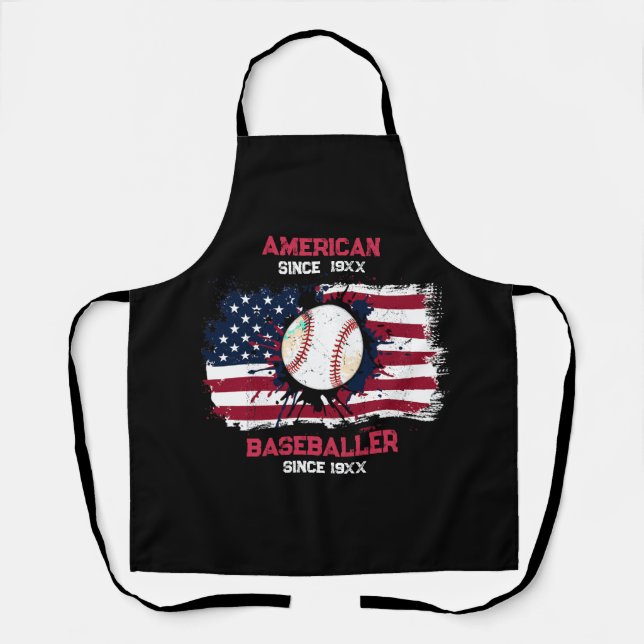 Tablier 4 juillet Baseball USA Independence Day Cadeau (Recto)