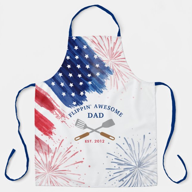 Tablier 4 juillet papa vacances BBQ personnalisé (Recto)